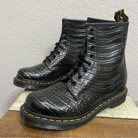 Dr Martens 1460 Wild Croc Emboss Boots - Picture 5 of 9